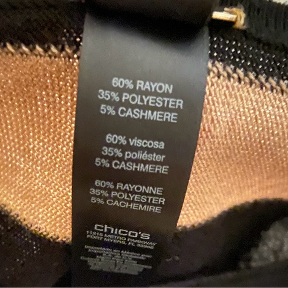 Chico's Size 3 (XL) Black and Tan Sweater Poncho - Picture 5 of 6